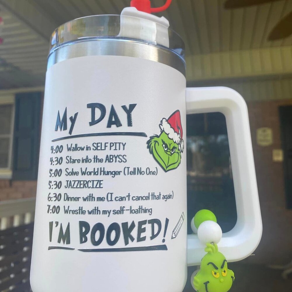My Day is Booked Grinch Christmas Tumbler Set